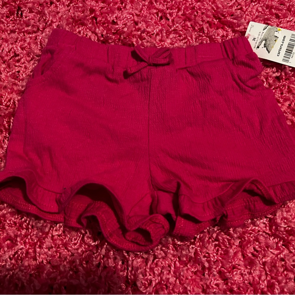 Hot pink ruffle shorts 3T Carters